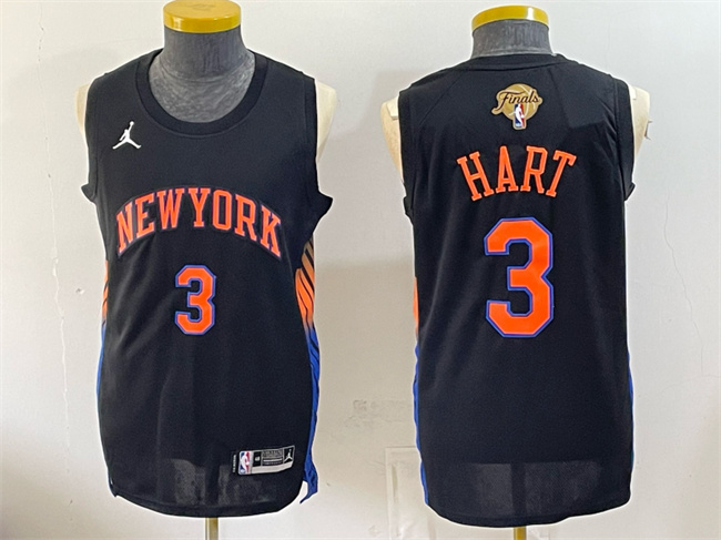 Men's New Yok Knicks #3 Josh Hart Black 2026 Finals Patch Statement Edition Stitched Jersey Men's New Yok Knicks #3 Josh Hart Black 2026 Finals Patch Statement Edition Stitched Jersey